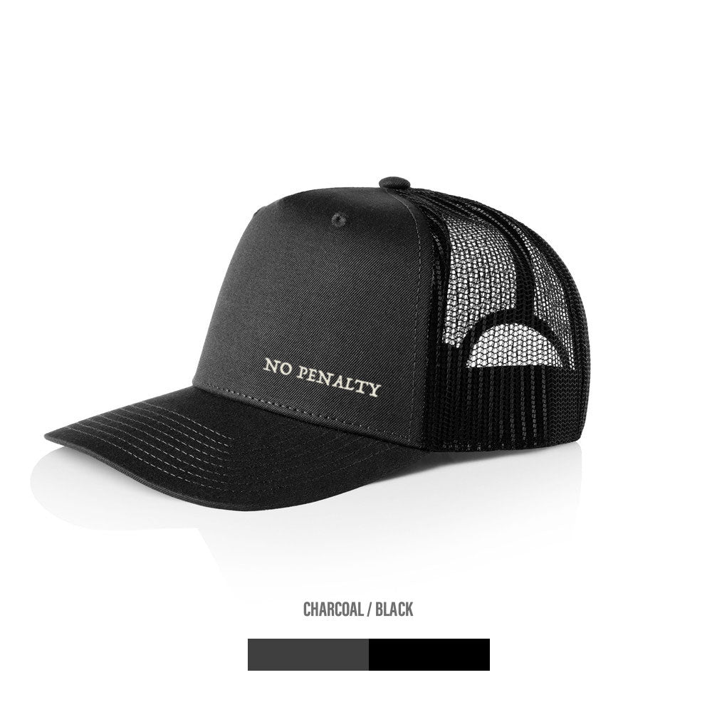 No Penalty Text - Contrast Trucker Cap - Charcoal / Black